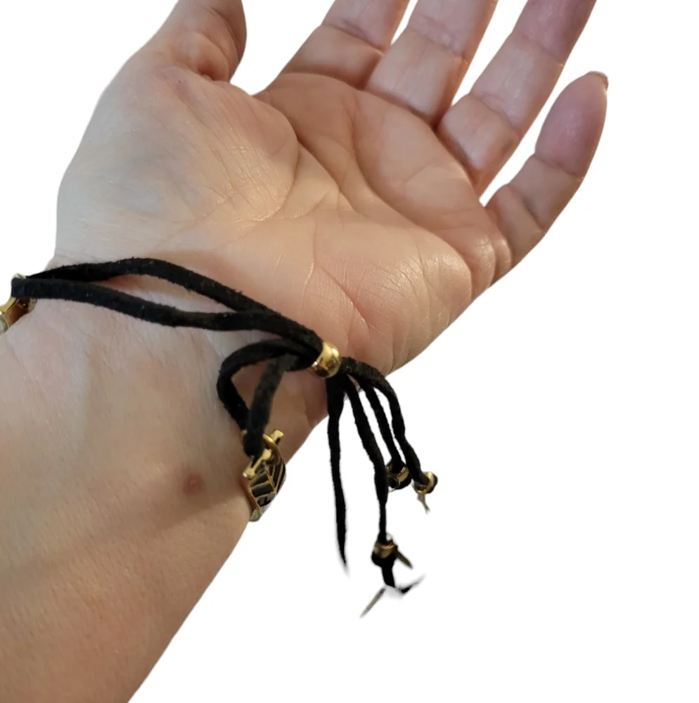 Gold tone enamel bracelet w Slide Closure